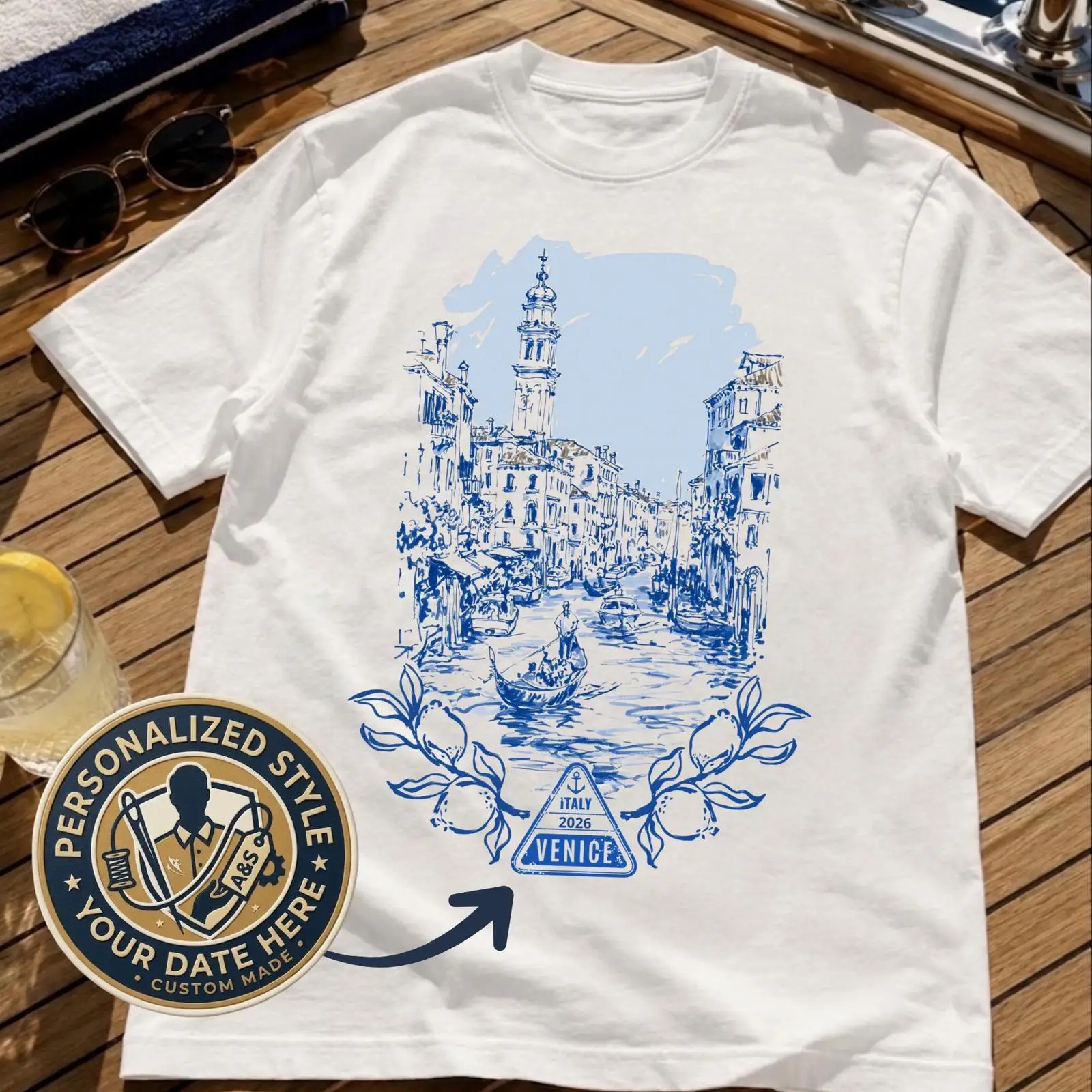 Men'S Fashion Venice Italy - تيشيرت مخصص بتصميم قنوات البندقية، تذكار