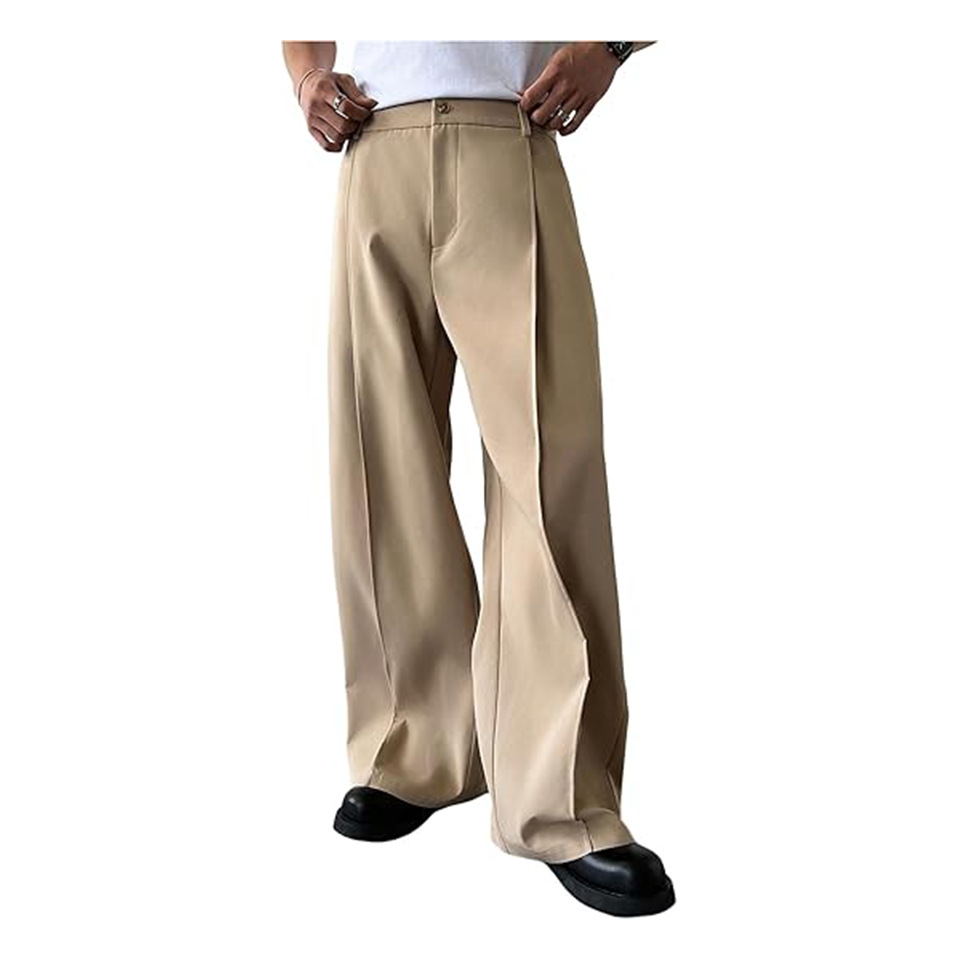 Men'S Dress Pants Fashion - بنطلون رجالي رسمي بلون موحد وساق