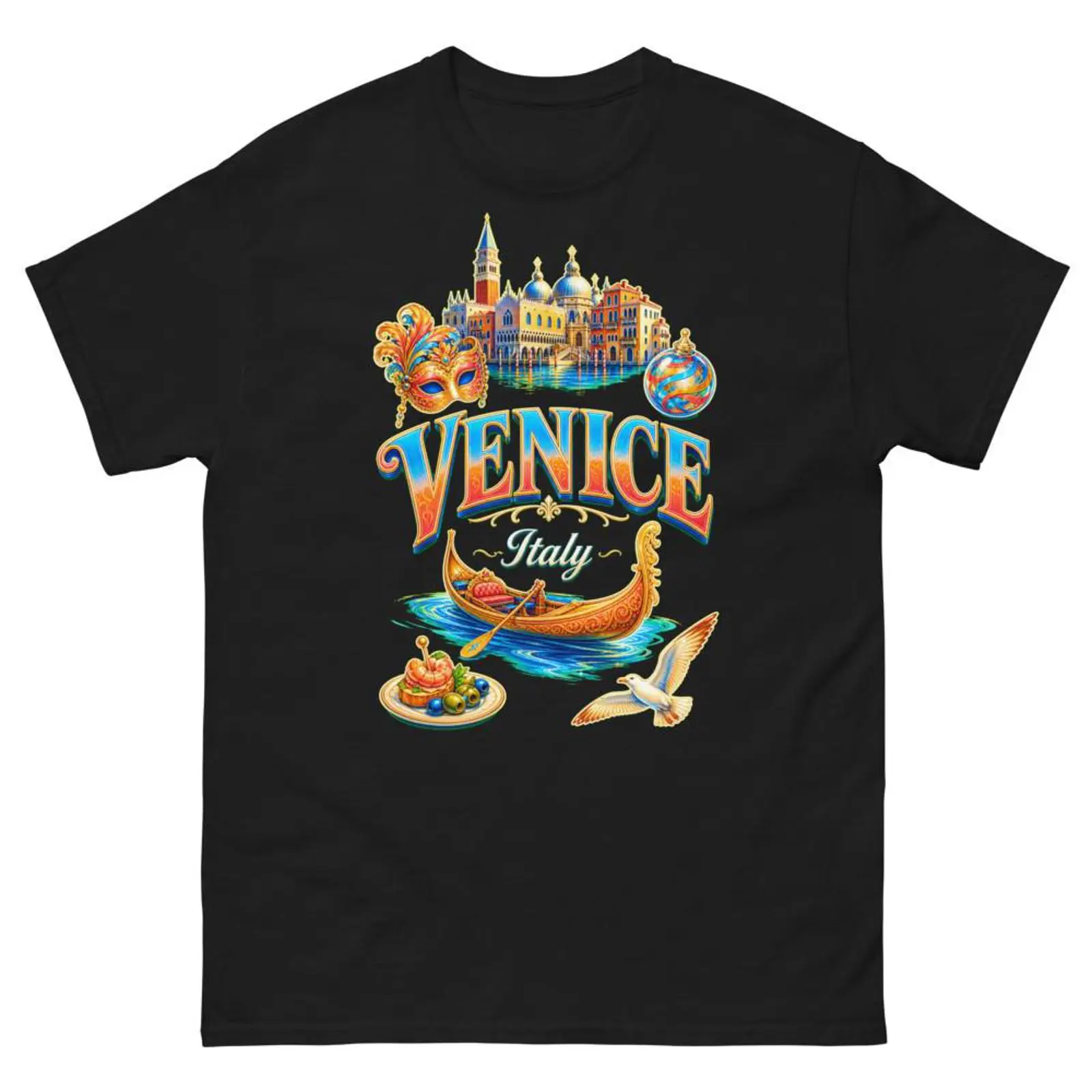 Men'S Fashion Venice Italy - تي شيرت فينيسيا إيطاليا تذكارية للسفر،