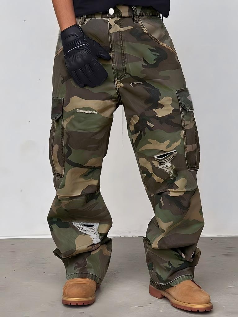 Mens Fashion Camo Pants - 【HME】جينز رجالي | بنطلون جينز واسع