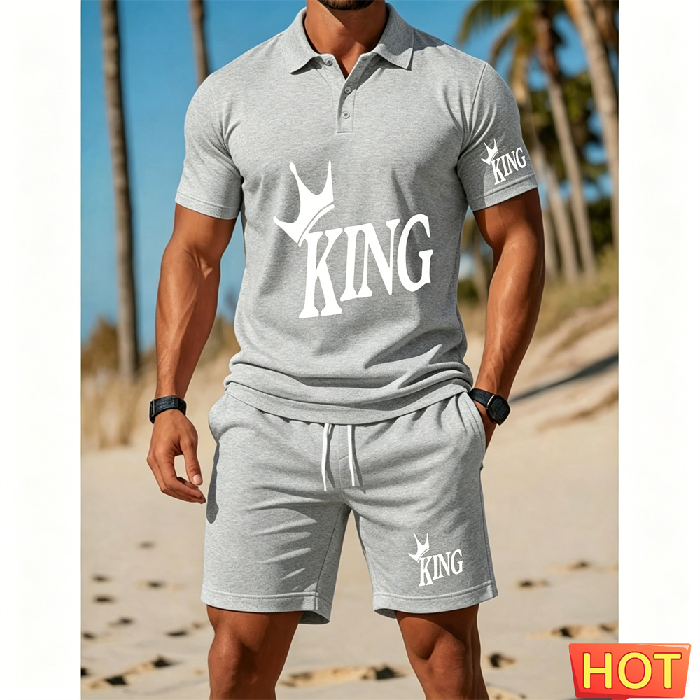 طقم بدلة رجالي بأكمام قصيرة -  - مراجعة Men Fashion King وسعره