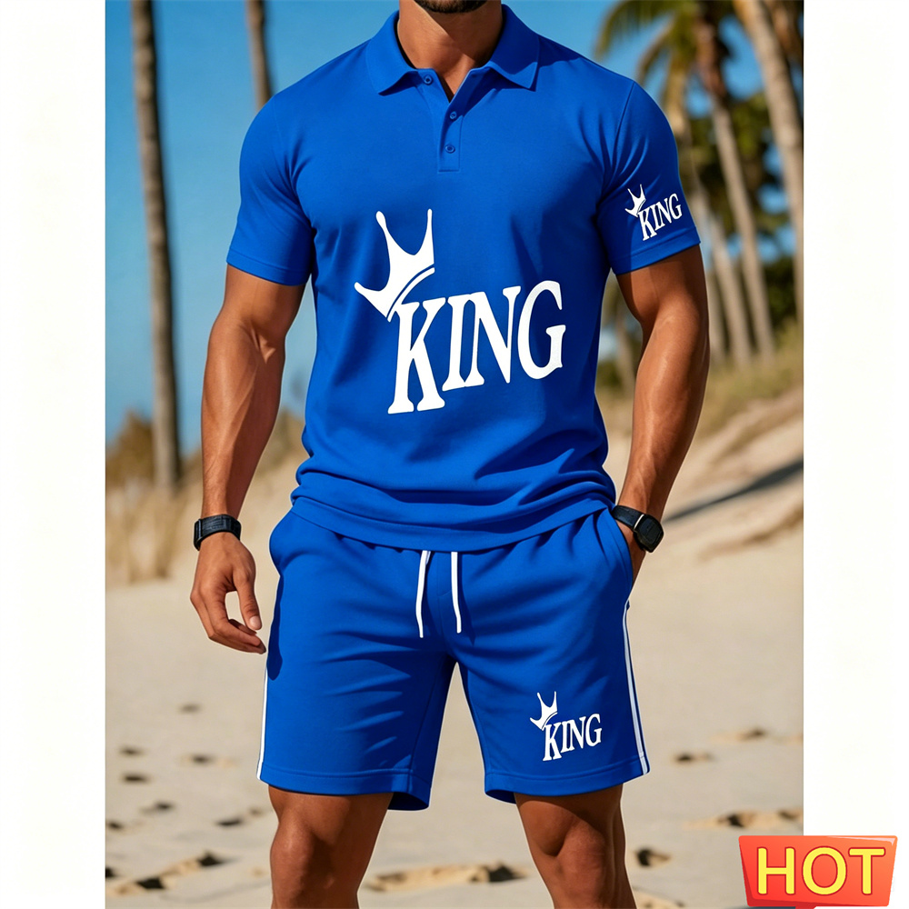 طقم بدلة رجالي بأكمام قصيرة -  - مراجعة Men Fashion King وسعره