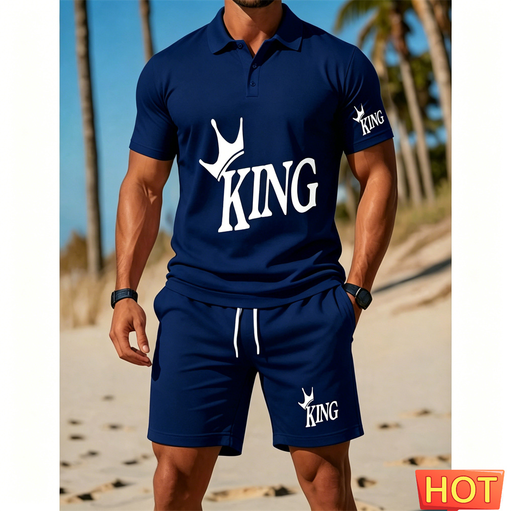طقم بدلة رجالي بأكمام قصيرة -  - مراجعة Men Fashion King وسعره