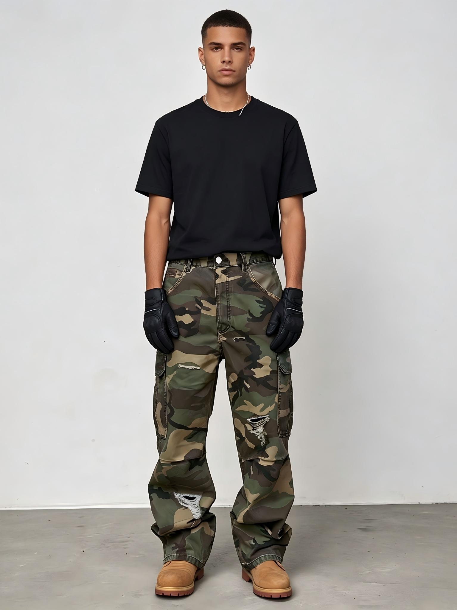 【HME】جينز رجالي |   بنطلون جين - مراجعة Mens Fashion Camo Pants وسعره