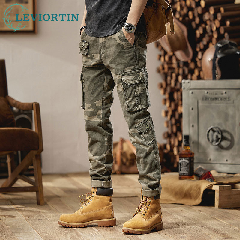 2025 أربعة مواسم الرجال الموضة - مراجعة Mens Fashion Camo Pants وسعره